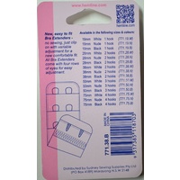 Hemline Bra Extenders 38mm, 2 Hooks, BLACK, New Improved Design, Hemline Quality