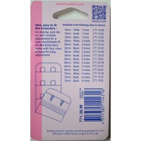 Hemline Bra Extenders 38mm, 2 Hooks, WHITE, New Improved Design, Hemline Quality