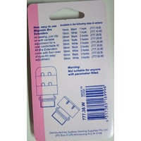 Hemline Magnetic Bra Extenders, 38mm 2 Hooks, Secure Magnetic Twist Clasp, WHITE