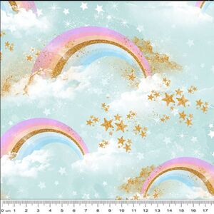 Rainbow Unicorns Radiant Rainbows Blue, 112cm Wide Cotton Fabric