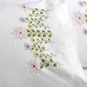 Bucilla Stamped Pillowcase Pair Embroidery Kit, Pink Flowers, 47934E