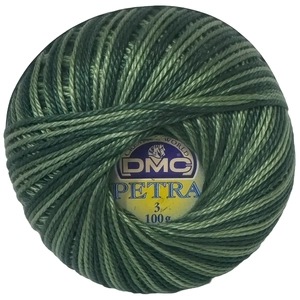 DMC PETRA Thread Size 3 #54045 Variegated GREEN Crochet & Knitting Cotton 100g Ball