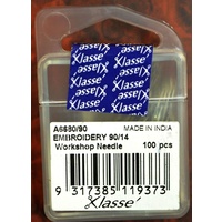 Klasse Machine Workshop Needles, Size 90/14 Embroidery, 100 needles per Pack, Bulk Buy