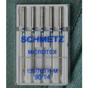 Schmetz Machine Needles, MICROTEX Size 90/14, Pack 5 Needles, 130/705H-J System