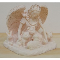 New Boxed, Guardian Angel of all Animals in Ivory Coloured Resin, 90mm Statue