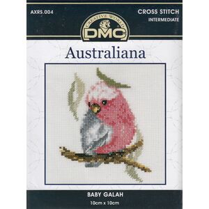 DMC Baby Galah, Australiana Cross Stitch Kit 10 x 10cm 18ct Aida, AXRS.004
