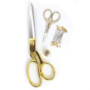 Klasse Premium 21.5cm Dressmaking Shears, 9cm Embroidery Scissors, Pins, Thimble