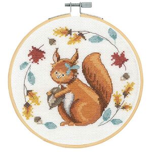 DMC FOLK SQUIRREL Counted Cross Stitch Kit 18cm Diameter, BK1926