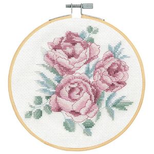 DMC PEONIES Counted Cross Stitch Kit 18cm Diameter, BK1936