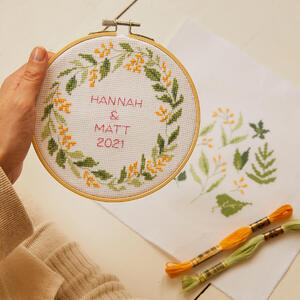 The Serene Leaves Cross Stitch Duo Kit, DMC Mindful Making BK1954