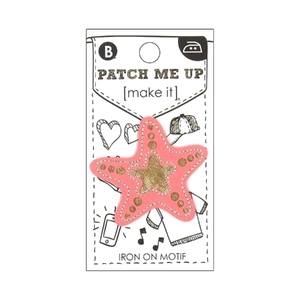 PINK STAR FISH Iron On Motif 4.5cm x 5cm - Patch Me Up by Make It BM6925