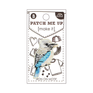 LAUGHING KOOKABURRA Iron On Motif 3.7cm x 4.7cm - Patch Me Up by Make It BM6987