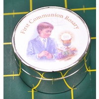 First Communion Box Silver Plated Round - Boy