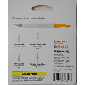 Fiskars 164190 Standard Blade Assortment For Standard Detail Knives, 5 Blades