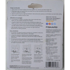 Fiskars 187690 Ruler Connector, Connect 2 Rulers for Accurate Cutting