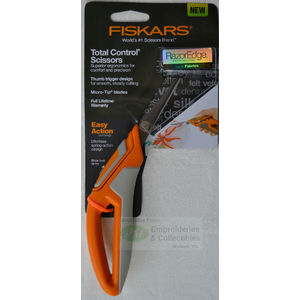 Fiskars Total Control Scissors, Razor Sharp, Spring Action, Microtip 45mm Blades