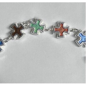Rosary Bracelet Coloured Crosses 7mm Beads BRL20