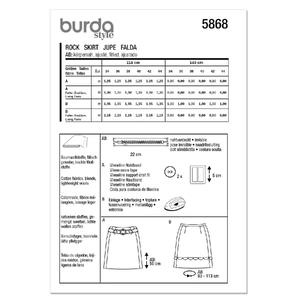 Misses' Skirt Burda Style Sewing Pattern 5868