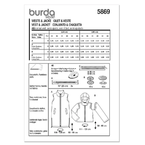 Misses' Waistcoat/Vest & Jacket Burda Style Sewing Pattern 5869