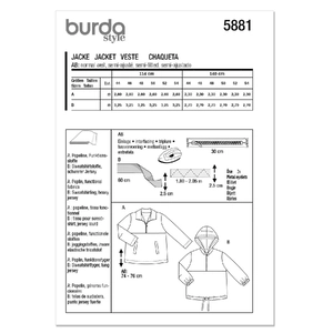 Misses' Jacket, Burda Style Sewing Pattern 5881