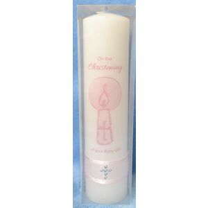 Candle, On The Christening Of Your Baby Girl, 50mm Diameter 200mm High