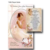 First Communion Greeting Card & Laminated Prayer Card, 115x190mm, Envelope Included