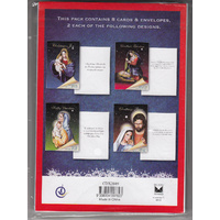 Christmas Cards 8 Cards Pack #1, 4 Designs 2 Of Each Card In Pack With Envelopes