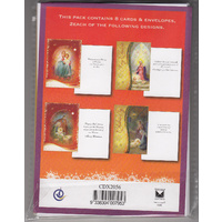 Christmas Cards 8 Cards per Pack #6, 4 Designs 2 Of Each Card In Pack With Envelopes