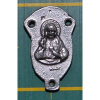 Rosary Centre Piece, Madonna / Sacred Heart, Silver Tone 25 x 15mm Made In Italy