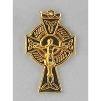 Celtic Crucifix, 38mm Gold Tone Metal Celtic Crucifix Pendant, Made In Italy