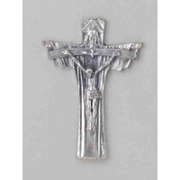 Trinity Crucifix, 55mm Silver Tone Metal Crucifix Pendant, Made In Italy