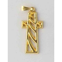Cross 30mm Pendant, Gold Tone, JUBILAEUM AD 2000, Quality, Made in Italy