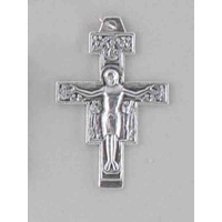 San Damiano Crucifix, 45mm Silver Tone Metal Crucifix Pendant, Made in Italy
