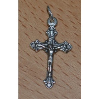 Crucifix 24mm, With 60cm Silver Plated Medium Chain, Crucifix is Silver Tone