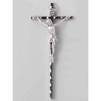 Small Metal Wall Crucifix, 90mm  Silver Tone, Made in Italy