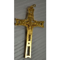 Crucifix, 65mm Gold Tone Metal Cross, Quality Item Made in Italy Wall or Pendant