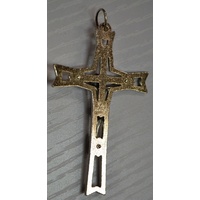 Crucifix, 65mm SILVER Tone Metal Cross, Quality Item Made in Italy Wall or Pendant