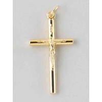 Crucifix, 35mm High Round Metal Cross, Gold Tone Pendant, Made in Italy