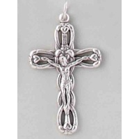 Crucifix, 40mm Metal Cross & Corpus, Silver Tone Pendant, Quality Made in Italy