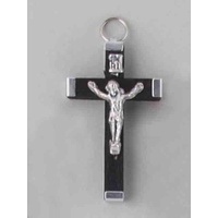 Crucifix 45mm Metal Backed Black Wood Pendant, Quality Made in Itay