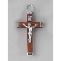 Crucifix 45mm Metal Backed Light Wood Pendant, Quality Made in Itay