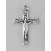 Crucifix, 50mm 4 Basilicia Metal Cross & Corpus, Silver Tone, Made In Italy, Quality