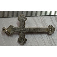 Crucifix, 40mm Blue Enamel On Metal Crucifix Pendant, Quality Item Made In Italy