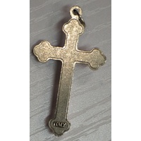 Crucifix, 40mm PINK Enamel On Metal Crucifix Pendant, Quality Item Made In Italy
