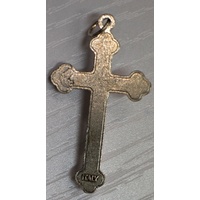 Crucifix, 40mm WHITE Enamel On Metal Crucifix Pendant, Quality Item Made In Italy