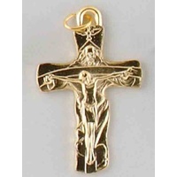 Trinity Crucifix 40mm, Gold Tone Cross & Corpus Pendant, Quality Made in Italy