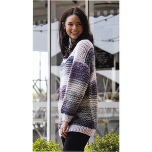 Oversized Striped Sweater Crucci Knitting Pattern 1844 for 8 Ply Yarns