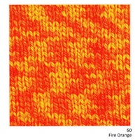 Woolly Crafty Prints Knitting Yarn, Pure Wool 8 Ply, 100g Hanks #60 FIRE ORANGE