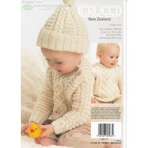 Crucci Knitting Pattern 1412, 8 Ply Aran Sweater And Beanie, Sizes 0 - 18 Months