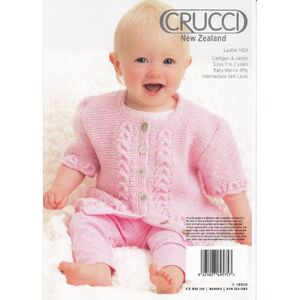 Crucci Knitting Pattern 1424, Baby Cardigan or Jacket, Pretty Front Edge & Hem, 4 Ply